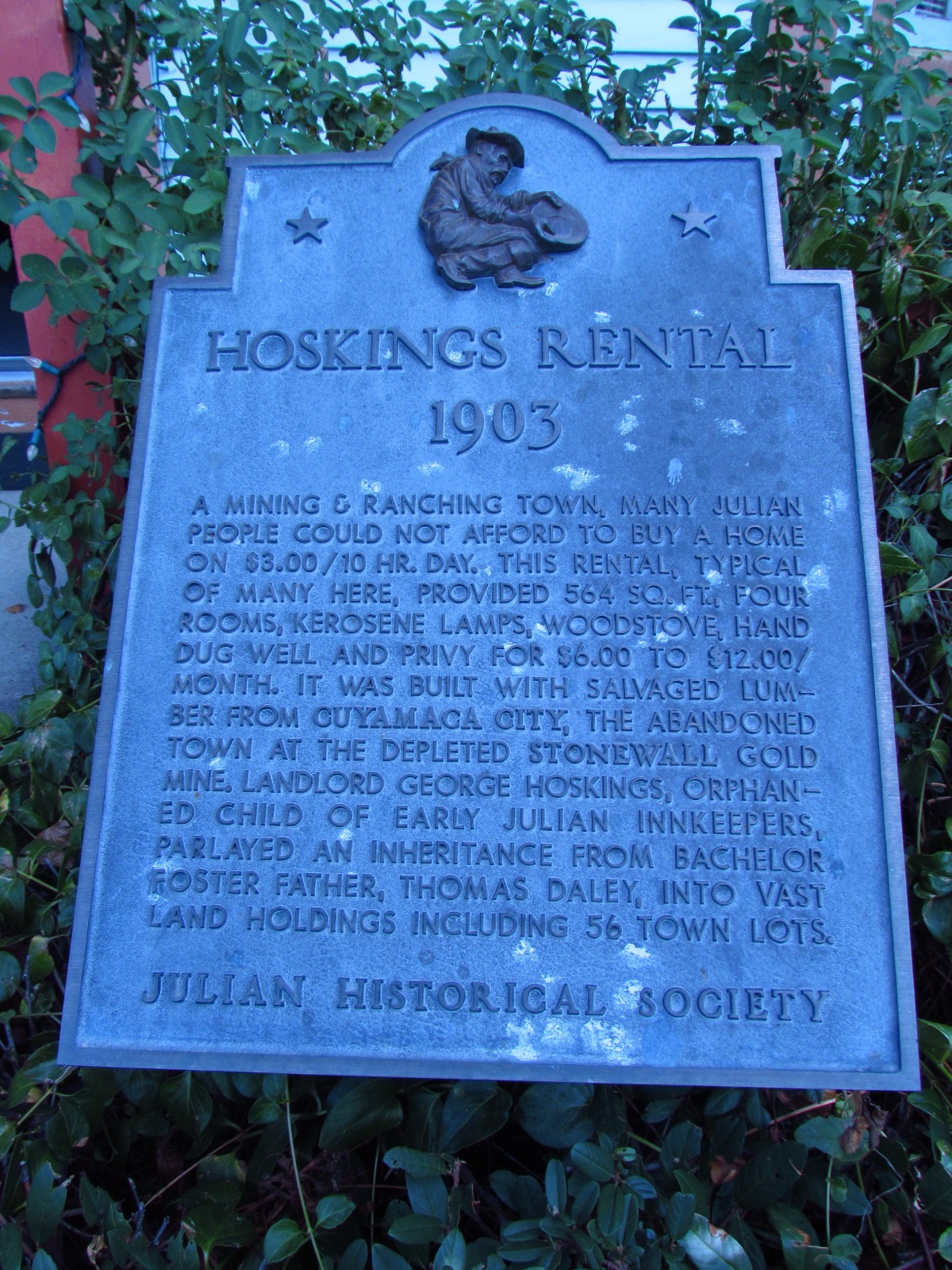 Julian Historical Society Hoskings Rentals Sign