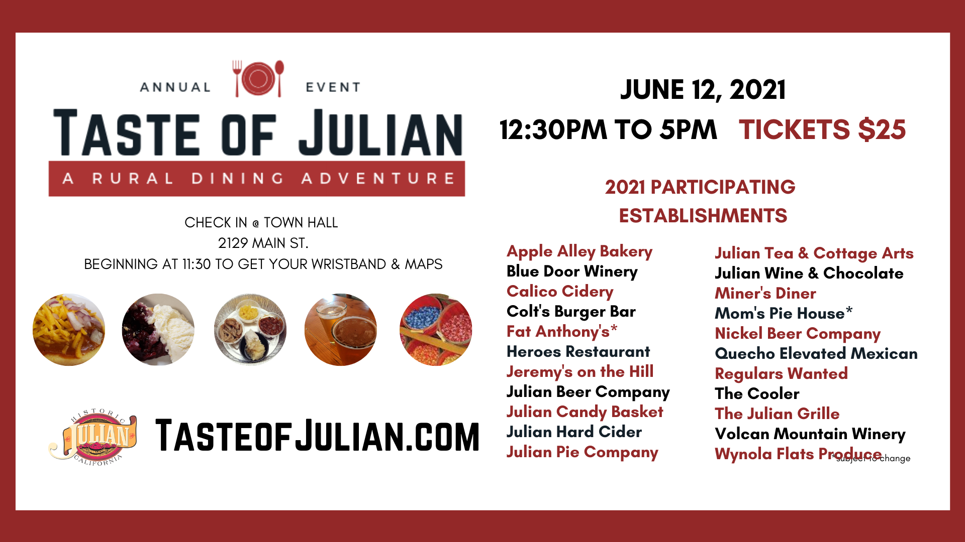 Taste of Julian, May 12, 2018