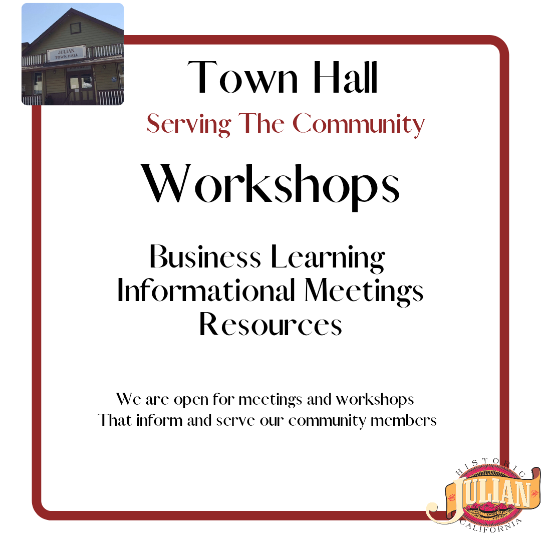Town Hall poster offering the hall for all yourworkshops