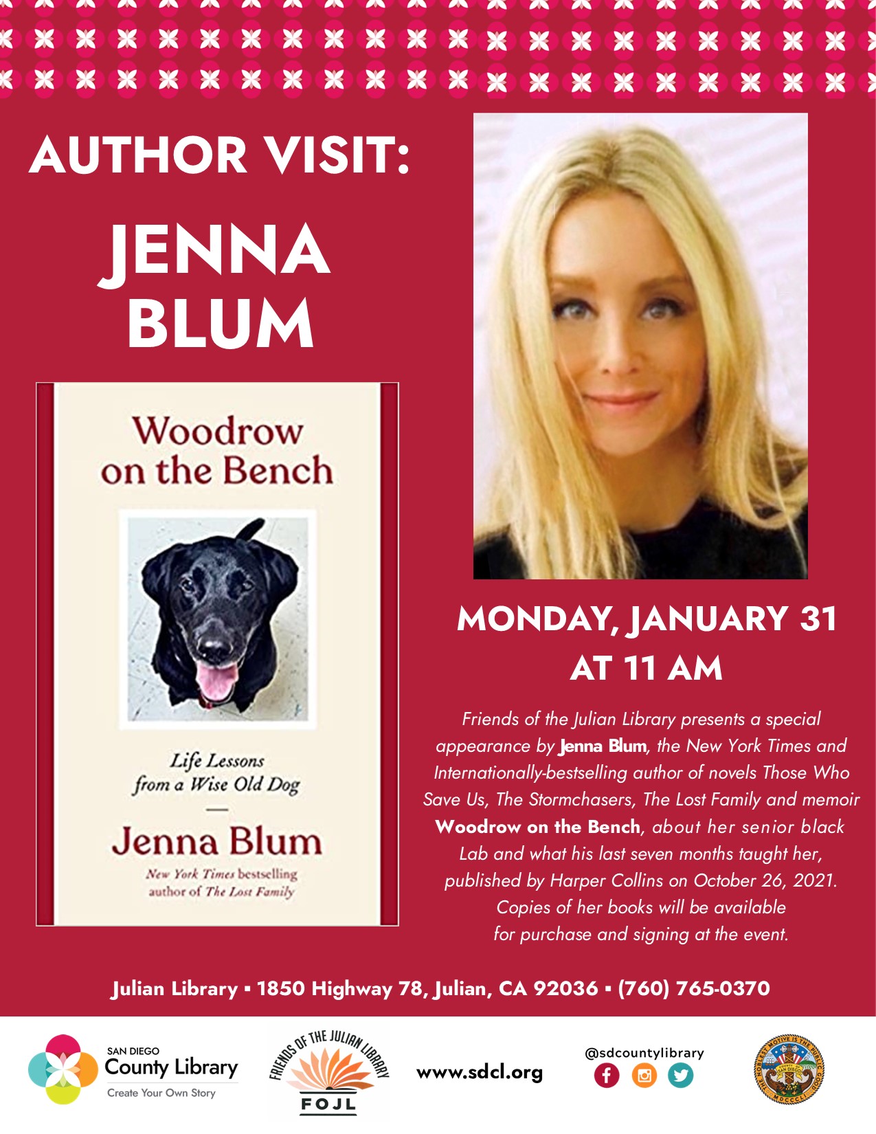 Author Jenna Blum visits the Julian Library Photo
