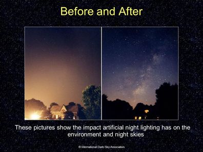 before & after photo of the impact of artifcial night lighting