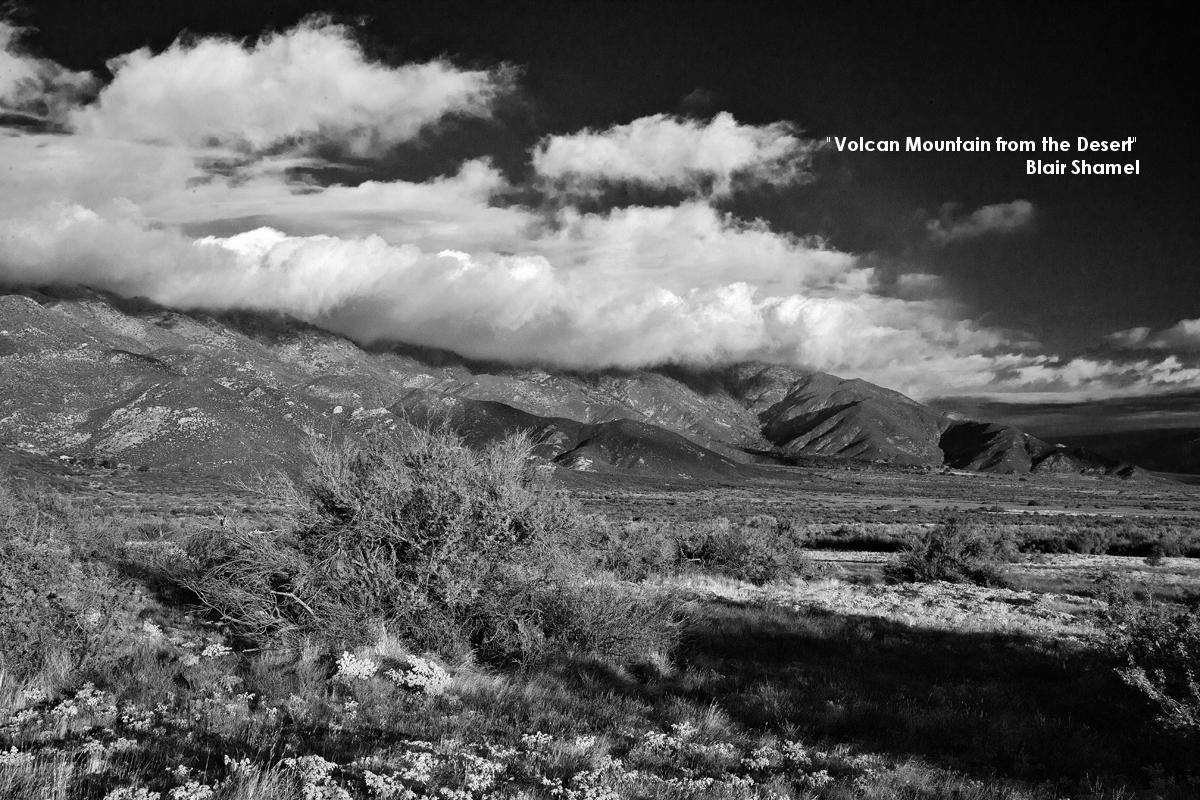 Photo of Volcan Mountain from the desert black & white photo