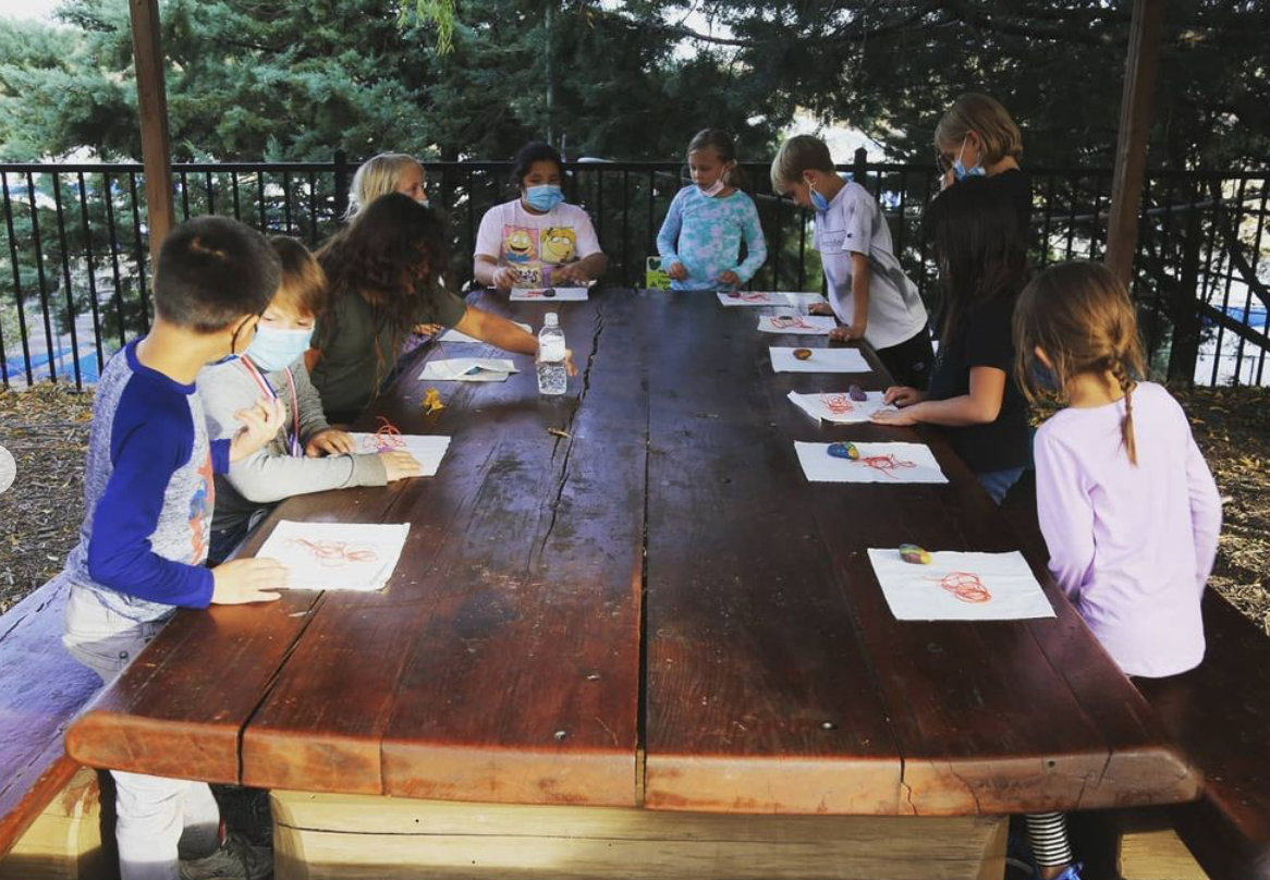 Kids sitting at a table photo