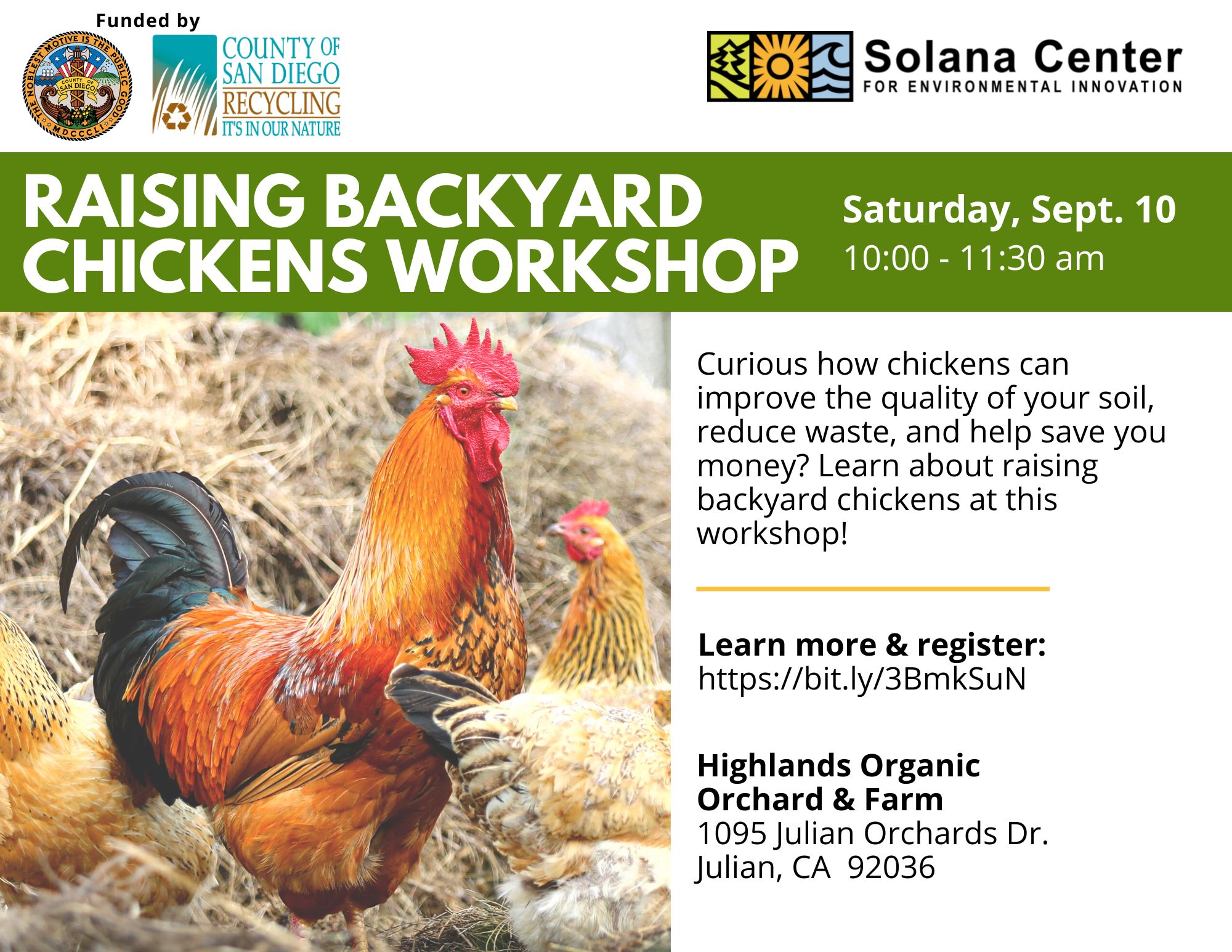 Raising Backyard Chickens Workshop Poster